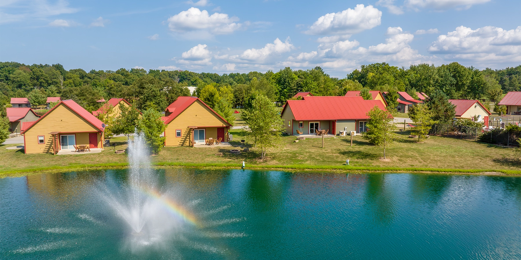 Santa's Cottages - Rear of Cottages 21 22 23 from over Lake Tannenbaum